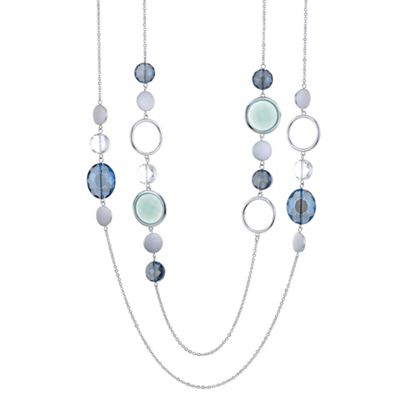 Blue crystal hoop multi row necklace